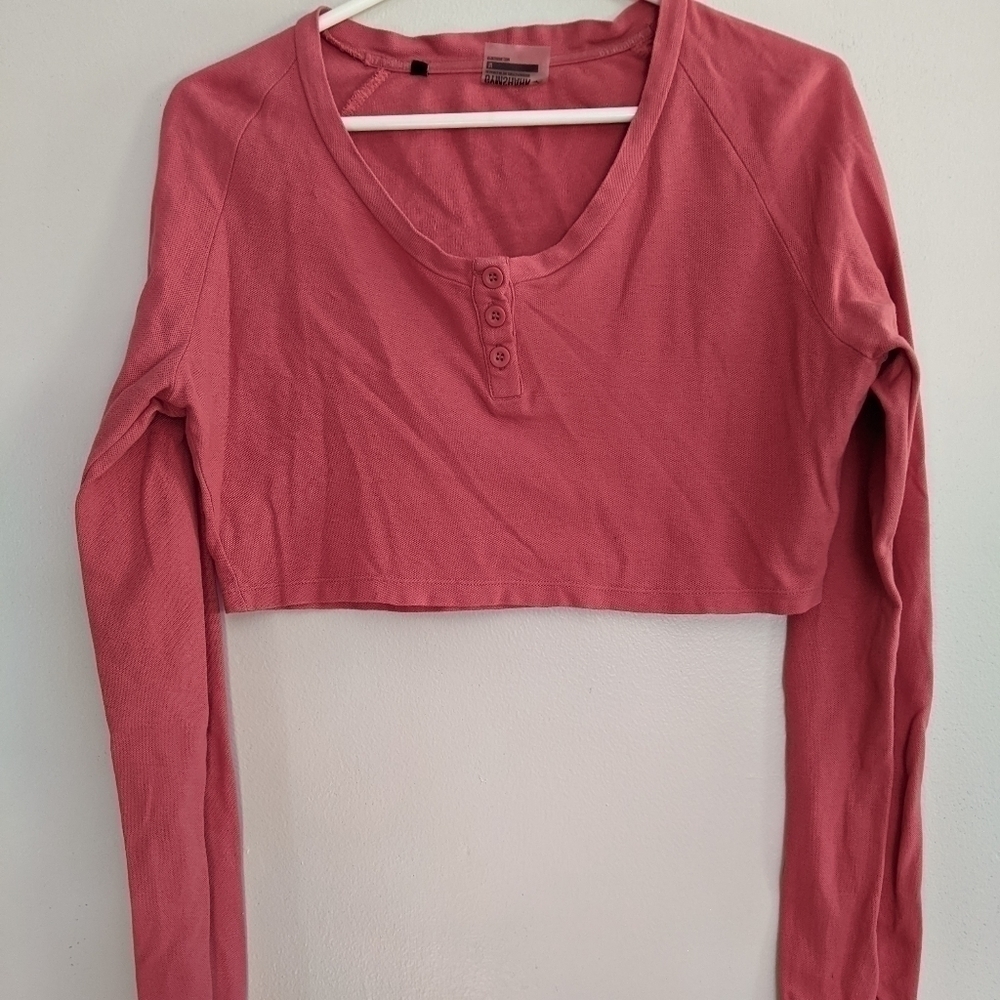 𝅺GYMSHARK Long Sleeve Crop Top Medium Gym Athletic Wear Gymwear